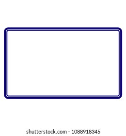 Double rounded rectangle frame template. Vector draft element for stamp seals in blue color.