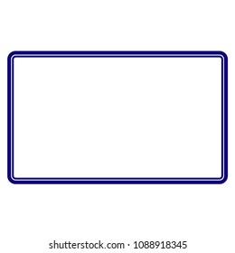 Double Rounded Rectangle Frame Template. Vector Draft Element For Stamp Seals In Blue Color.