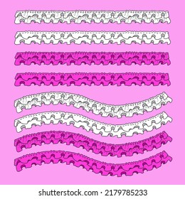 Double ruffles pattern brushes colorable and black and white