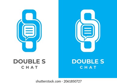 Double S with Chat Icon Logo Template