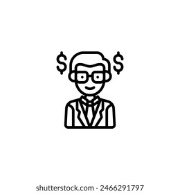 double the salary on the job outline icon and illustration