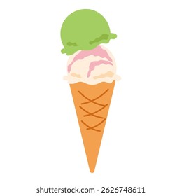 Double scoop ice cream cone illustration
