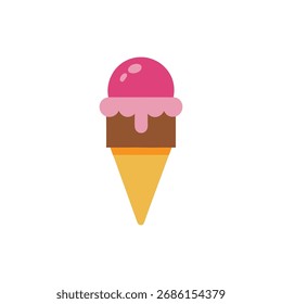 Double Scoop Ice Cream Cone Sweet Dessert Art vector design