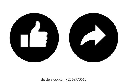 double set black icon like and share. Vector illustration