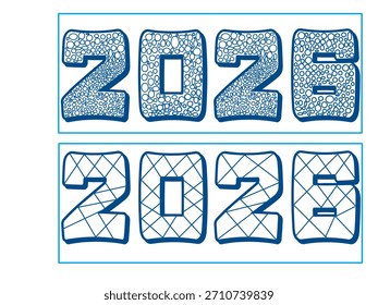 Doble conjunto de diseño de Ilustración vectorial de números 2026. Concepto del año Nuevo para el diseño y los saludos del año nuevo.