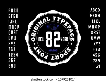 Double set   Vintage Retro  Varsity Sport Alphabets. Original Athletic Department Typeface. Retro Typography. Vector Illustration.