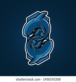 Double Shark Emblem Mascot Logo