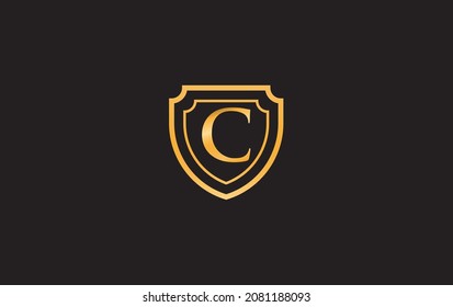 Doble escudo y elegante logo dorado, arte, diseño de símbolos con alfabeto para marca profesional y negocios
