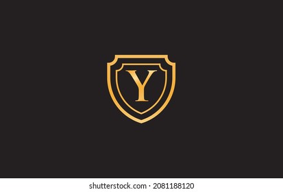Doppelschild und goldenes, elegantes Logo, Kunst, Symboldesign mit Alphabet für professionelle Marken und Unternehmen