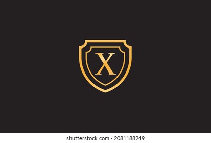 Double shield and golden elegant logo, art, symbol design with alphabet for professional brand and business