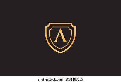 Double shield and golden elegant logo, art, symbol design with alphabet for professional brand and business