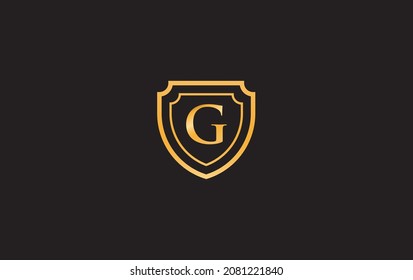Double shield and golden elegant logo, art, symbol design with alphabet for professional brand and business