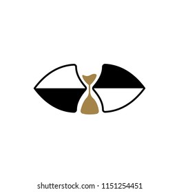 double shield with hourglass logo concept negative space vector illustration