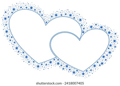 Double Shining Blue Love with Blue Sparkling glitter Stars Vector clipart icon #15