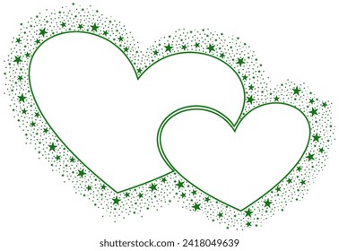 Double Shining Green Love with Green Sparkling glitter Stars Vector clipart icon #15