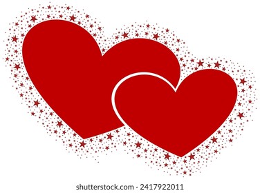 Double Shining Red Love mit Rot funkelndem Glitter Star Vector Clipart Symbol #14