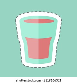 Double Shot Sticker in trendy line cut isolated on blue background