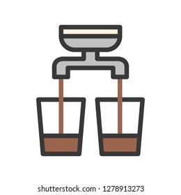 Double shot vector, coffee related filled design editable stroke icon