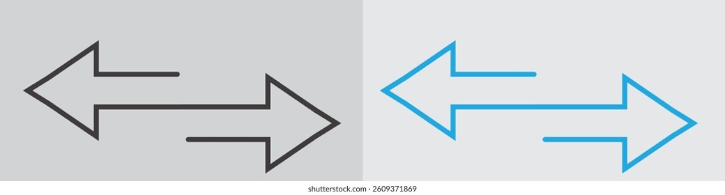 Double side arrow. Two-way arrow sign. Lift movement line symbol. Transfer arrow icon. EPS vector illustration
