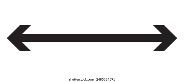 Double side Long arrow vector icon. Black cursor arrow isolated on white background.