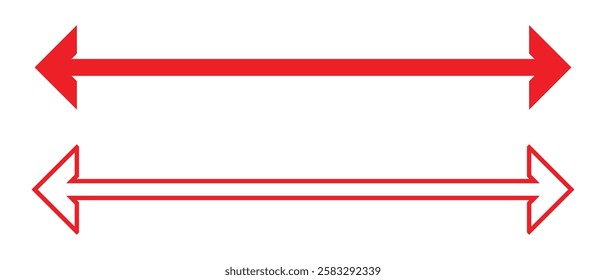 double side long arrow vector icon. double side left and right straight Horizontal double long arrow icon. flat style long arrow vector illustration.