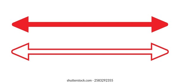 double side long arrow vector icon. double side left and right straight Horizontal double long arrow icon. flat style long arrow vector illustration.