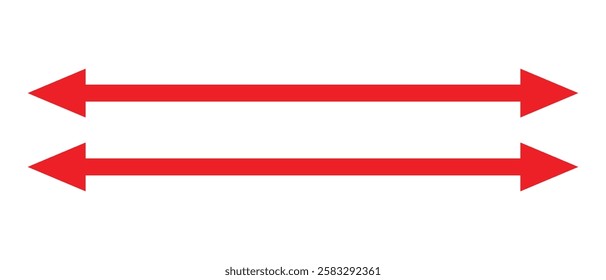 double side long arrow vector icon. double side left and right straight Horizontal double long arrow icon. flat style long arrow vector illustration.