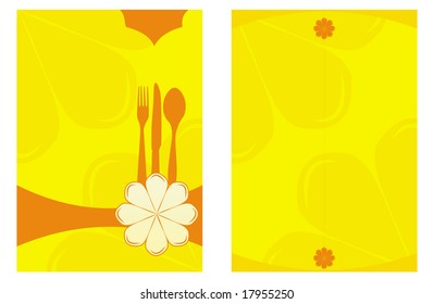 Double side menu card design with abstract sign and table ware