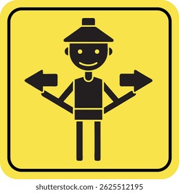 Double side Road Direction with human icon