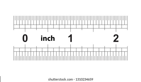 Double sided 2 inch ruler. The price of division - 32 divisions by inch. Exact length measurement device. Calibration grid.