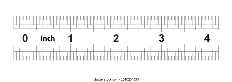 Double sided 4 inch ruler. The price of division - 32 divisions by inch. Exact length measurement device. Calibration grid.