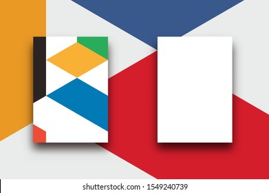 Papel de hoja A4 de doble cara sobre fondo geométrico