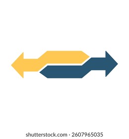 double sided arrow direction orange and blue