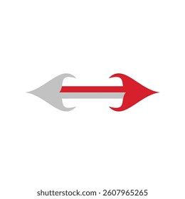 double sided arrow fire direction grey and red