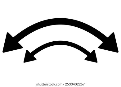 Double sided arrow icon, vector. 2 side curved arrow premium illustration icon, Double ended curved arrow vector design for website, app and logo design. Long arrows left and right.