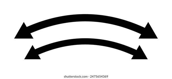 Double sided arrow images on white background. Horizontal double-headed arrow. Black arrow vector icon. Vector illustration.