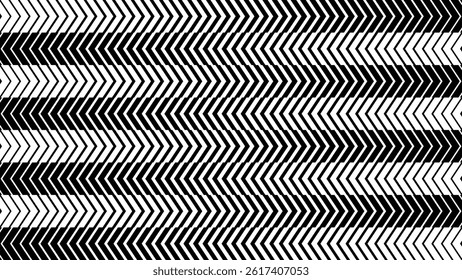 Double Sided Arrows Minimal Black and White Background Pattern.  Striped Transition from Black to White Abstract Strict Lines. Simple Pattern. Vector Illustration.