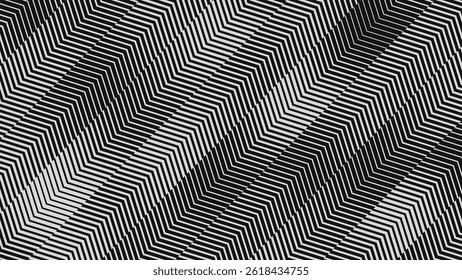 Double Sided Arrows Minimal Black and White Background Pattern.  Striped Transition from Black to White Abstract Strict Lines. Simple Pattern. Vector Illustration.