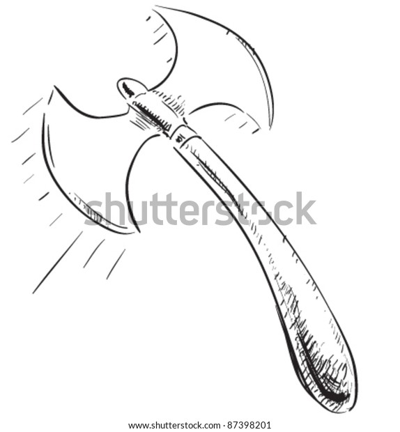 Double Sided Axe Icon Hand Drawing Stock Vector Royalty Free