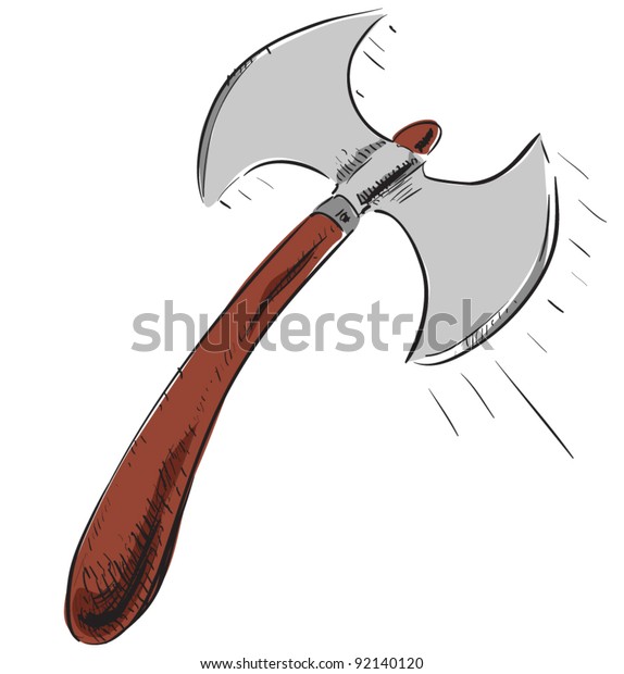 Double Sided Axe Icon Hand Drawing Stock Vector Royalty Free