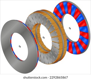 Double sided axial flux permanent magnet motor.