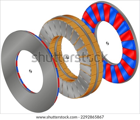 Double sided axial flux permanent magnet motor.