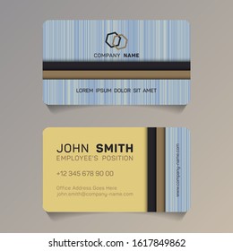 Double sided business card papercut idea vector templates set. Cool business card graphic design with place for logo, employee's name, position, mobile number, website and company office address.
