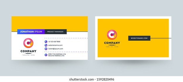 Double sided business card template layout. Horizontal visiting card. Vector illustration