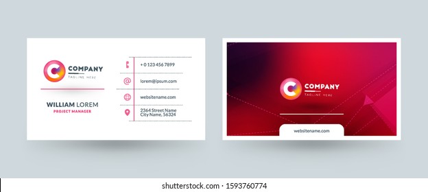 Double sided business card template layout. Horizontal visiting card. Vector illustration
