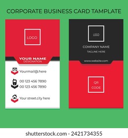 Double sided business card template layout. Vertical visiting card. Vector illustration