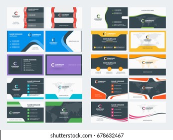 Double sided business card templates. Stationery design vector set. Vector illustration