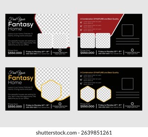 Double sided business Post card template set design for real estate agency.