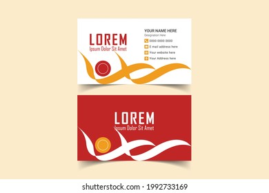 Double sided creative and Clean Business Card Template. Portrait orientation. Horizontal layout. Visiting card for business and personal use. Vector illustration