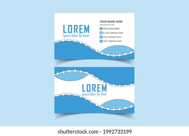 Double sided creative and Clean Business Card Template. Portrait orientation. Horizontal layout. Visiting card for business and personal use. Vector illustration